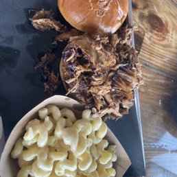 Pulled pork sandwich and Mac n cheese Pulled pork sandwich and Mac n cheese