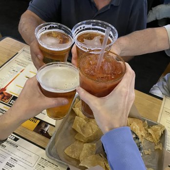 Buffalo Wild Wings - Cheers! They are now serving beer in plastic cups but you can get a glass if you order a cocktail - Sports Bars Near Me - Mesa, Arizona Buffalo Wild Wings - Cheers! They are now serving beer in plastic cups but you can get a glass if you order a cocktail - Sports Bars Near Me - Mesa, Arizona