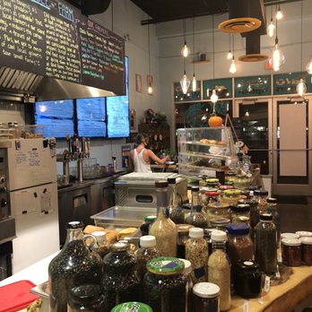 Moku Roots - Restaurant Jars hold ingredients used - Vegan Near Me - Kula, Hawaii