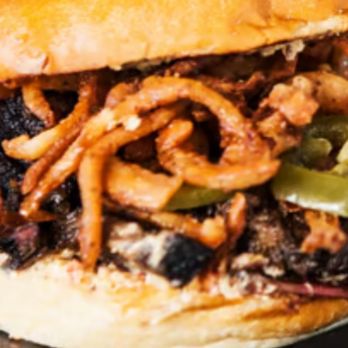 Smashin’ Grill - * New * Award Winning - Chopped BBQ , Fried Onion Strings, BBQ Sauce , choice of pickles, onions and jalapenos - Burgers Near Me - Abilene, Texas Smashin’ Grill - * New * Award Winning - Chopped BBQ , Fried Onion Strings, BBQ Sauce , choice of pickles, onions and jalapenos - Burgers Near Me - Abilene, Texas