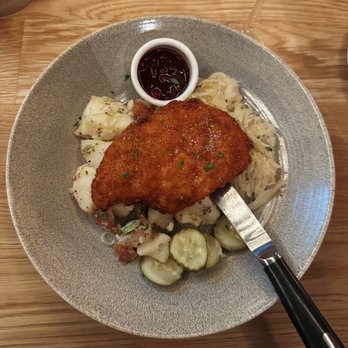 Schroeder's - Chicken schnitzel (comes with potato salad, sauerkraut, and lingonberry jam) - Pubs Near Me - San Francisco, California