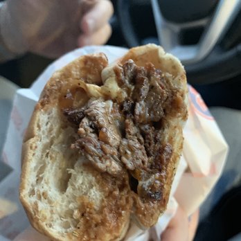 Jersey Mike's Subs - Couldn't wait to dig in to cheesesteak before getting Home- good fresh bread - Fast Food Near Me - Temple, Texas