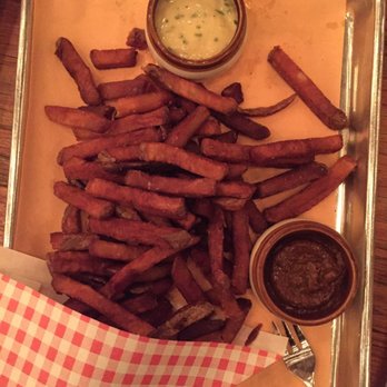 Wvrst - Large duck fat fries with garlic aiole dip and spicy tomato jam dip - German Near Me - Toronto, Ontario Wvrst - Large duck fat fries with garlic aiole dip and spicy tomato jam dip - German Near Me - Toronto, Ontario