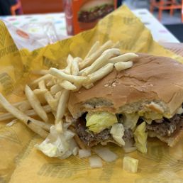 Cheeseburger and fries.  Delicious.!