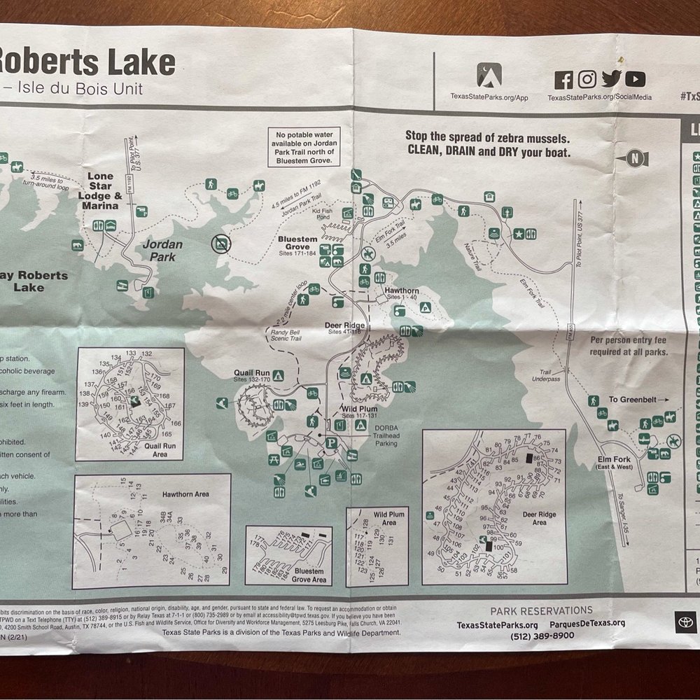 Map of Ray Roberts Lake Isle du Bois unit