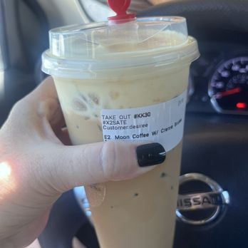 Moon Coffee and Tea - Moon coffee with crème brulee - Coffee & Tea Near Me - Fontana, California