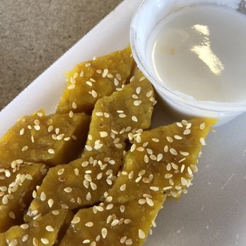 VN Tofu - Vietnamese banana cakes with a coconut milk dip. - Vietnamese Near Me - Norcross, Georgia VN Tofu - Vietnamese banana cakes with a coconut milk dip. - Vietnamese Near Me - Norcross, Georgia