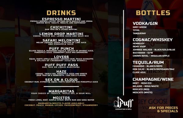 Menu photo 2 Puff Hookah Bar & Grill Peachtree Corners, GA Menu photo 2 Puff Hookah Bar & Grill Peachtree Corners, GA
