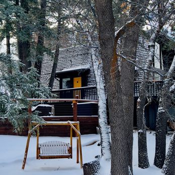Big Bear Cool Cabins - front view of the cabin on snowy day - Property Management Near Me - Big Bear Lake, California