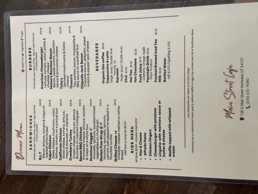 Menu photo 8 Main Street Cafe Hurricane, UT Menu photo 8 Main Street Cafe Hurricane, UT