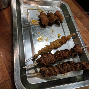 Oyama BBQ - Beef, lamb, bacon wrapped enoki, and I think chicken skin in the middle? - Chinese Near Me - Pleasant Hill, California Oyama BBQ - Beef, lamb, bacon wrapped enoki, and I think chicken skin in the middle? - Chinese Near Me - Pleasant Hill, California