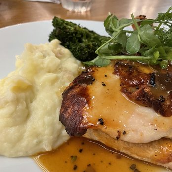 Primrose Table - Chicken with mushroom Tart, brocollini and mashed potatoes - Desserts Near Me - Murfreesboro, Tennessee