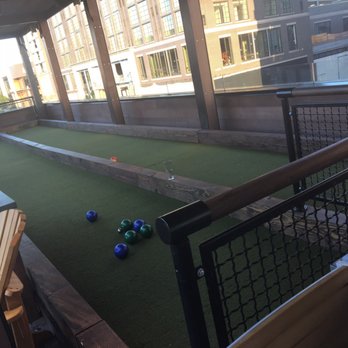 Pinstripes - The two outside bocce lanes on the rooftop bar area overlooking pike and rose. - Bowling Near Me - North Bethesda, Maryland
