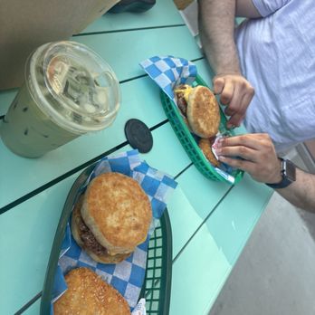 Loaf Lounge - Sausage egg and cheese Sandwich, Hashbrown, Iced Matcha, Iced coffee. - Cafes Near Me - Chicago, Illinois Loaf Lounge - Sausage egg and cheese Sandwich, Hashbrown, Iced Matcha, Iced coffee. - Cafes Near Me - Chicago, Illinois