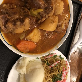 Tanaka Saimin - Oxtail stew with 2 sides- mash potato and their awesome fried noodles - Japanese Near Me - Honolulu, Hawaii