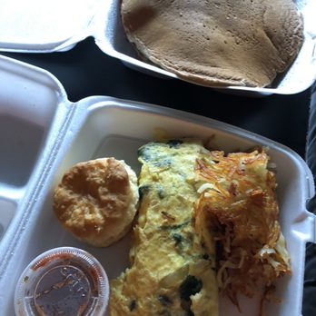 River Oaks Cafe - Pecan Multi Grain Pancakes, Spinach Omelet, Biscuit, and side of Hash Browns - Breakfast & Brunch Near Me - Fort Worth, Texas River Oaks Cafe - Pecan Multi Grain Pancakes, Spinach Omelet, Biscuit, and side of Hash Browns - Breakfast & Brunch Near Me - Fort Worth, Texas