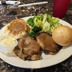 Century Inn - Meatloaf,  mash potatoes, and steamed garlic broccoli