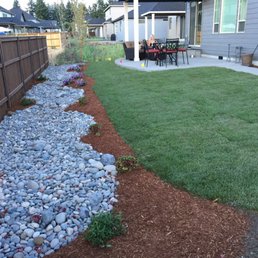 a backyard with a gravel path a backyard with a gravel path