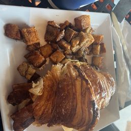 Chicken biscuit and breakfast croissant. Chicken biscuit and breakfast croissant.