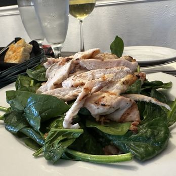 Chateau Morrisette Restaurant - Spinach salad with added grilled chicken - New American Near Me - Floyd, Virginia Chateau Morrisette Restaurant - Spinach salad with added grilled chicken - New American Near Me - Floyd, Virginia