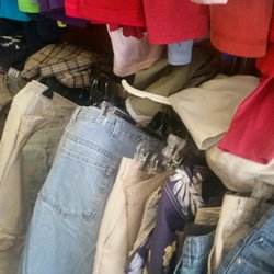 Goodwill Store and Donation Center - Men's shorts aisle disaster zone