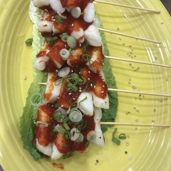 Rolly Kimbab - Fried rice cakes on skewers - Korean Near Me - Flushing, New York Rolly Kimbab - Fried rice cakes on skewers - Korean Near Me - Flushing, New York