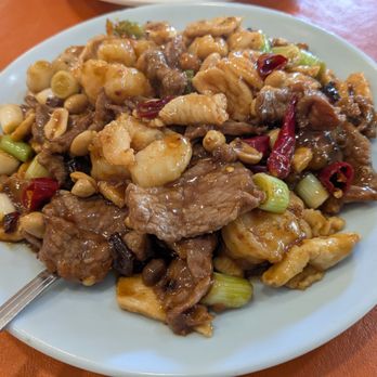 Nomad Asian Bistro - kung pao three flavor (beef, chicken, shrimp). - Chinese Near Me - Long Beach, California Nomad Asian Bistro - kung pao three flavor (beef, chicken, shrimp). - Chinese Near Me - Long Beach, California