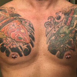 Koi and Dragon Tattoos done by Zach.