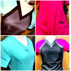 Uniform Destination - Rock the Block with our new Sanibel Stretch Colorblock top! It has stretch side panels and matches with both our Spring and Core Colors!
