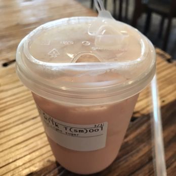 Tealicious - Strawberry black milk tea w/ light ice and half sugar - Bubble Tea Near Me - Sacramento, California Tealicious - Strawberry black milk tea w/ light ice and half sugar - Bubble Tea Near Me - Sacramento, California