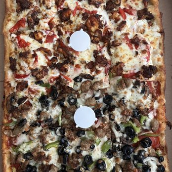 Pisa Pizza Malden - Sicilian Style Thick Crust - Half Tray Buffalo Chicken / Pisa Pizza Deluxe - Pizza Near Me - Malden, Massachusetts Pisa Pizza Malden - Sicilian Style Thick Crust - Half Tray Buffalo Chicken / Pisa Pizza Deluxe - Pizza Near Me - Malden, Massachusetts