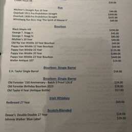 Bourbon list Bourbon list