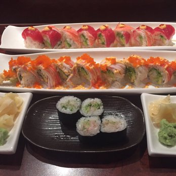 Sushi Robata - Ayumi, Sunshine and yellowtail green onion rolls. - Sushi Bars Near Me - Dallas, Texas Sushi Robata - Ayumi, Sunshine and yellowtail green onion rolls. - Sushi Bars Near Me - Dallas, Texas