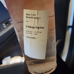 How I got my drink without the dragon fruit I ordered.