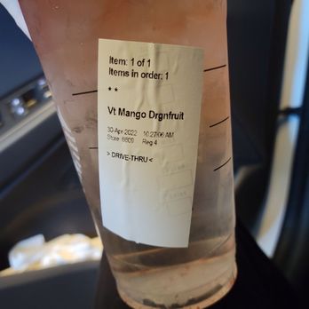 Starbucks - How I got my drink without the dragon fruit I ordered. - Coffee & Tea Near Me - Simi Valley, California