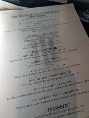 Menu photo 1 Heirloom Tavern Glen Head, NY