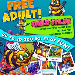 2 free adults with 1 paid child admission of $19.95