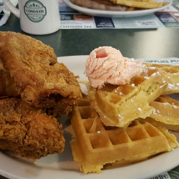 Metro Diner - Chicken & Waffles w/strawberry butter...delicious!!!! - Diners Near Me - Indianapolis, Indiana