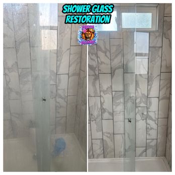 Fresh Floors - Shower glass restoration. Removing calcium build up with our professional process. - Carpet Cleaning Near Me Fresh Floors - Shower glass restoration. Removing calcium build up with our professional process. - Carpet Cleaning Near Me