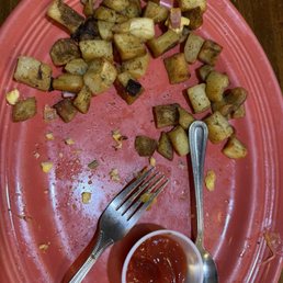 The  eggs were cold, and the potatoes were cooked a few days ago at least!!