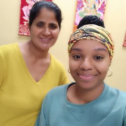 Natural Threading Salon - This is a another picture with my customer. She gave me more information about the business.