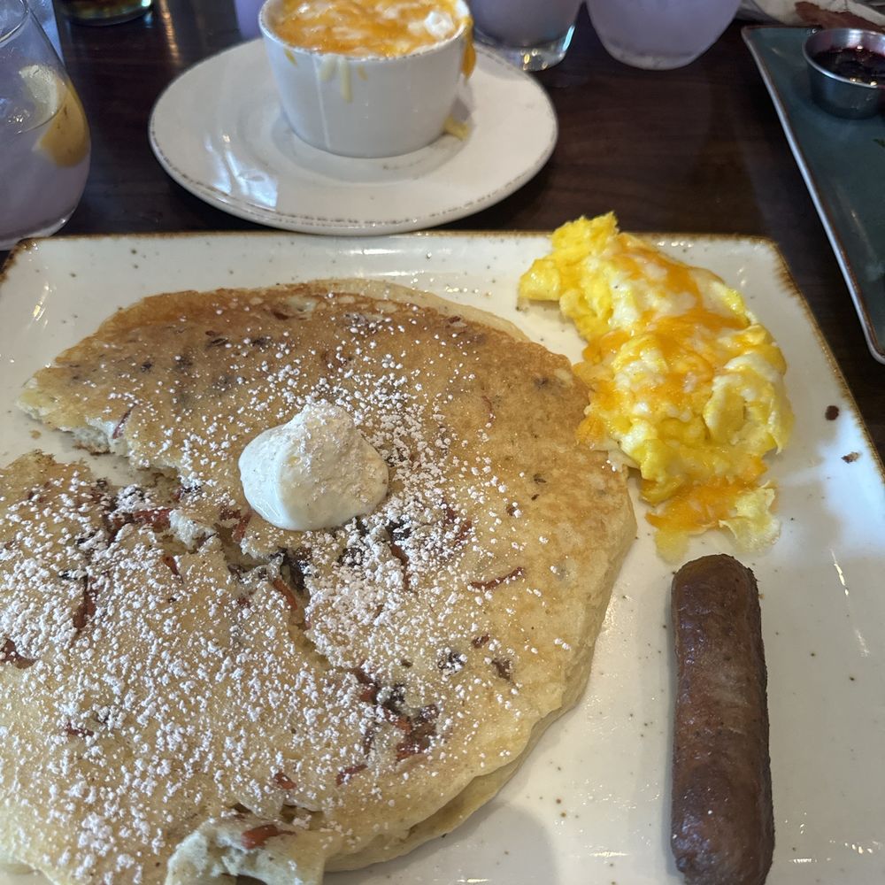 First Watch - Carrot cake pancakes scrambled eggs sausage and grits! - Breakfast & Brunch Near Me - Greensboro, North Carolina
