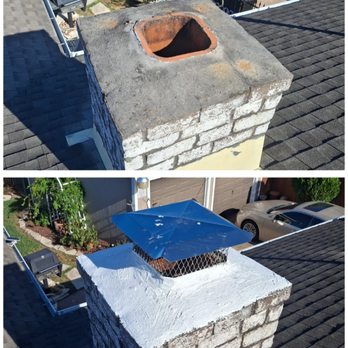 H-Town Chimneys - New stainless steel chimney cap and crown sealing. - Chimney Sweeps Near Me