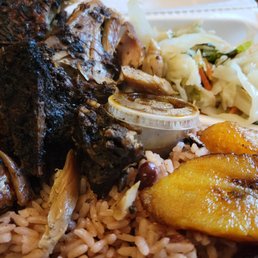 Jerk Chicken, rice & plantains. Oh, and braised cabbage with carrots. Jerk Chicken, rice & plantains. Oh, and braised cabbage with carrots.