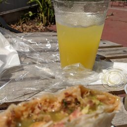 Chicken burrito and agua fresca de Pina (pineapple) Chicken burrito and agua fresca de Pina (pineapple)
