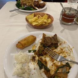 Harvest Chinese Restaurant - Mongolian beef and 2. General Cho's Spicy Chicken