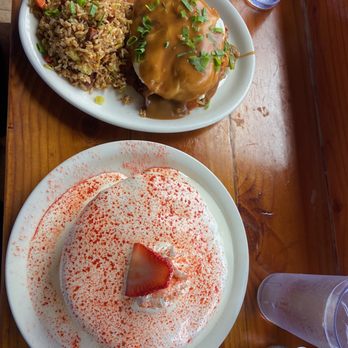Moke’s Bread And Breakfast - Special and strawberry lihimui pancakes with vanilla cream and strawberries inside - Breakfast & Brunch Near Me - Honolulu, Hawaii Moke’s Bread And Breakfast - Special and strawberry lihimui pancakes with vanilla cream and strawberries inside - Breakfast & Brunch Near Me - Honolulu, Hawaii