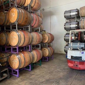 Jaffurs Wine Cellars - Barrels in back - Wineries Near Me - Santa Barbara, California