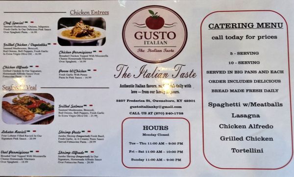 Menu photo 2 Gusto Italian Owensboro, KY Menu photo 2 Gusto Italian Owensboro, KY