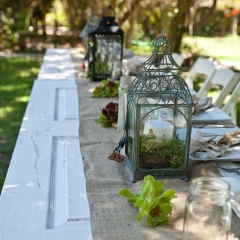 Jennifer Bates Design - Bridal party table. White rustic doors with burlap runner, mason jars, succulents, and lanterns - Wedding Planning Near Me - Manhattan, New York Jennifer Bates Design - Bridal party table. White rustic doors with burlap runner, mason jars, succulents, and lanterns - Wedding Planning Near Me - Manhattan, New York